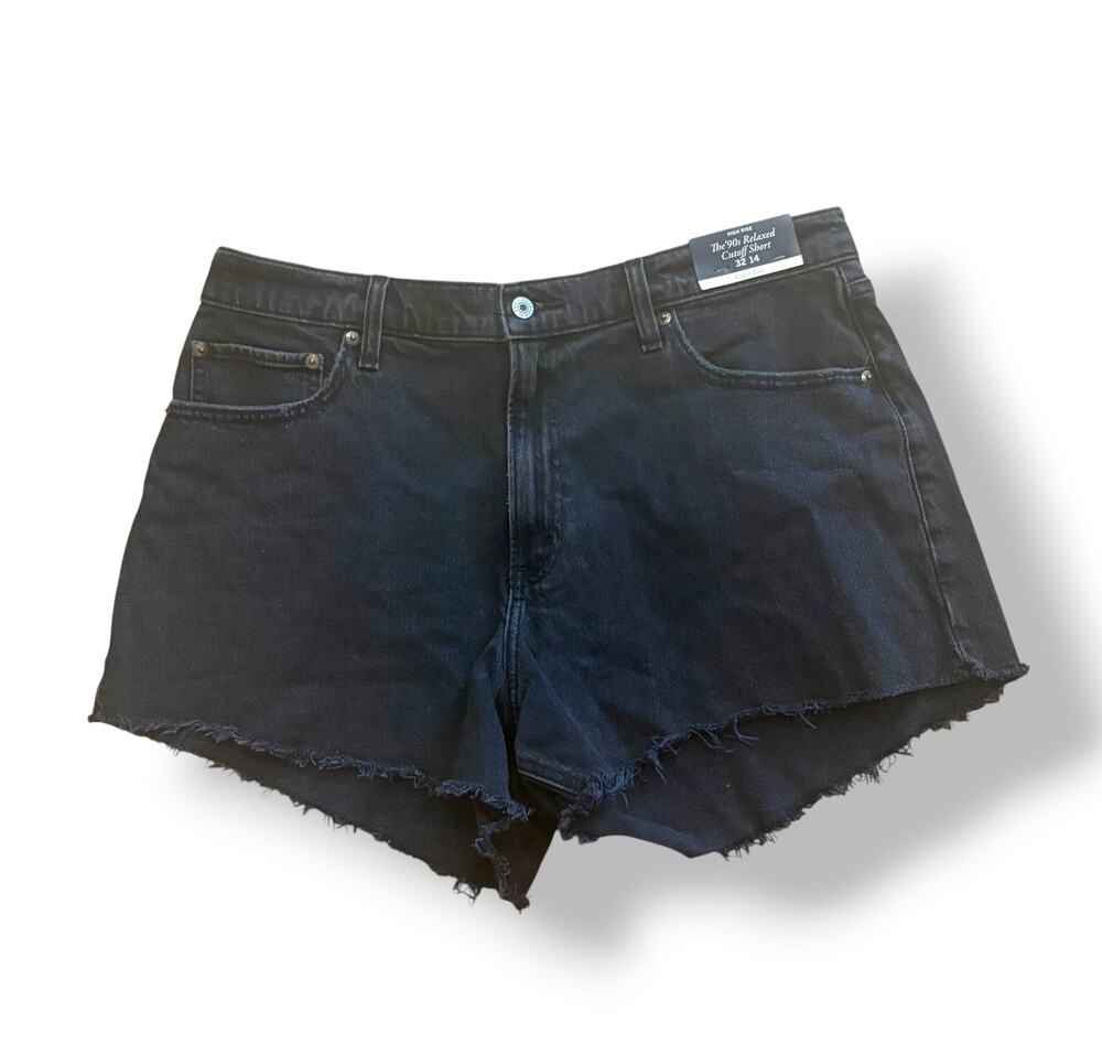 Abercrombie & Fitch Curve Love 90s Relaxed Cutoff Shorts Black Size 32 NWT Y2K